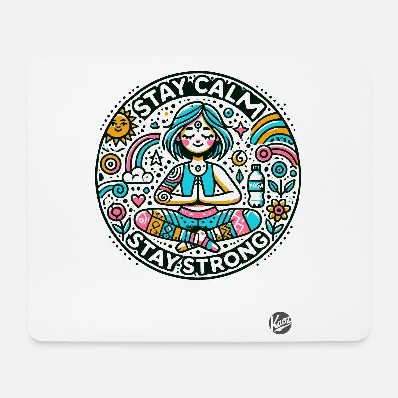 Bleib ruhig, bleib stark, Yoga - Mousepad (Querformat) - Weiß