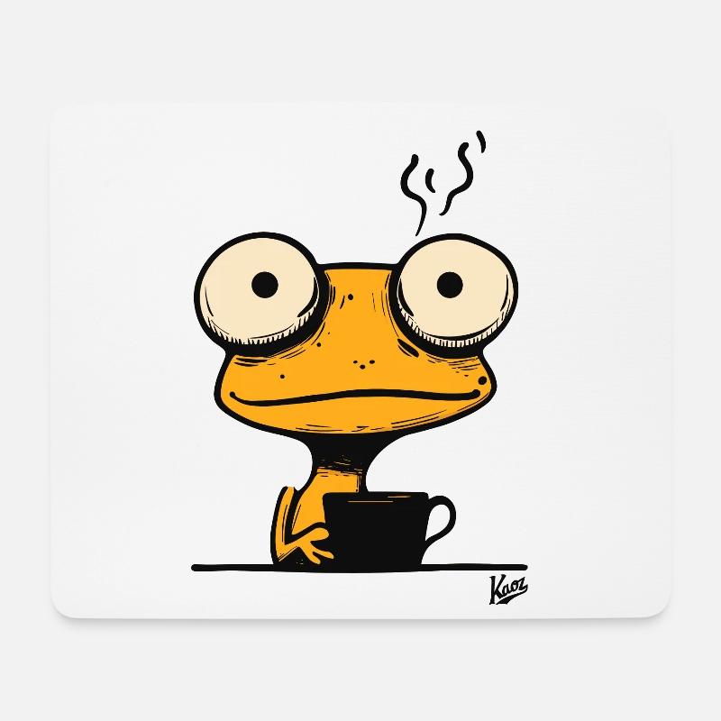 Lustiger Montag Morgen Kaffee-Gecko-Frosch - Mousepad (Querformat) - Weiß