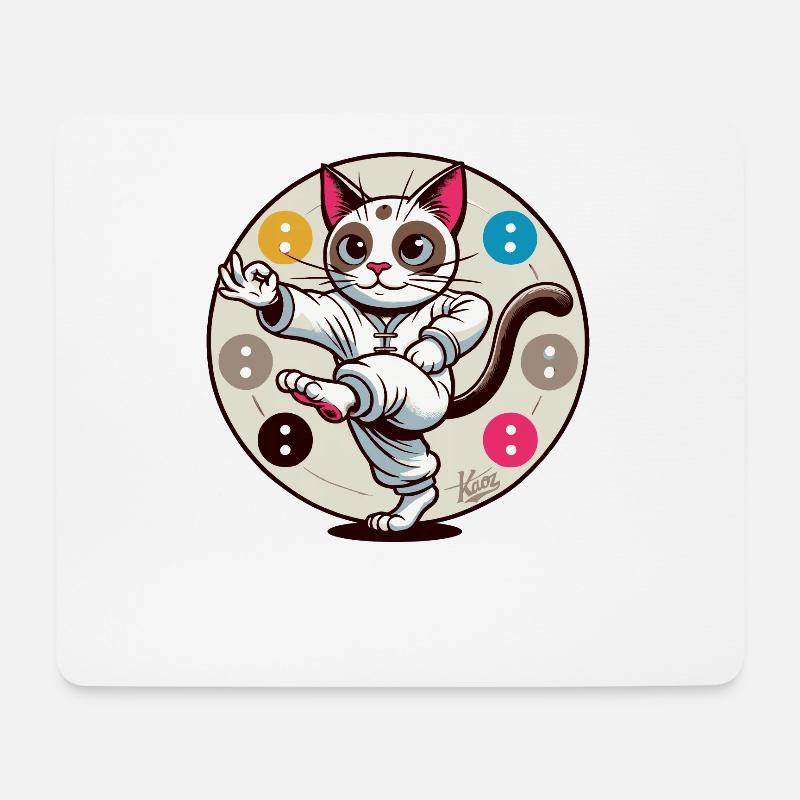 Thai-Chi-Meditation-Katze - Mousepad (Querformat) - Weiß