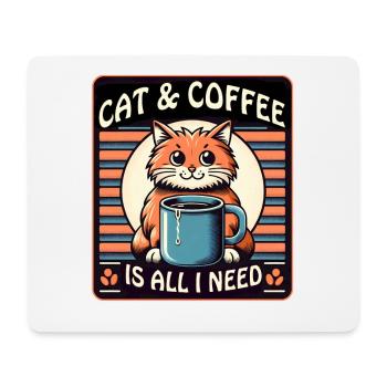 Katze und Kaffee ist alles was ich brauche - Mousepad (Querformat) - Weiß - Vorne