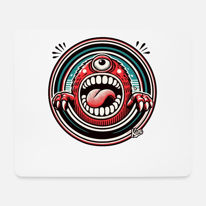 Verrücktes Lustiges Monster Cyclops - Mousepad (Querformat) - Weiß