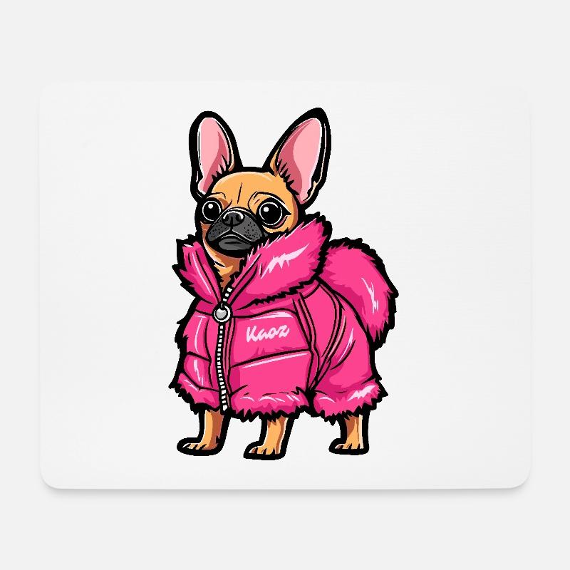 Chihuahua mit modischer pinker Jacke - Mousepad (Querformat) - Weiß