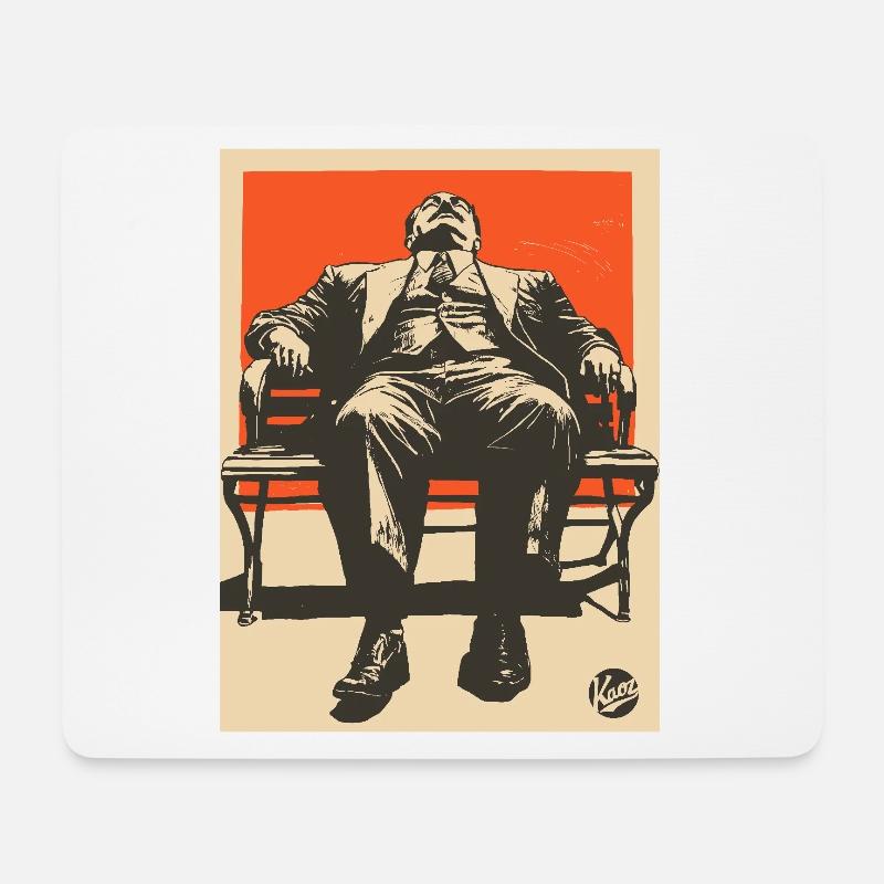 Propaganda Boreout-Mann auf Bank - Mousepad (Querformat) - Weiß