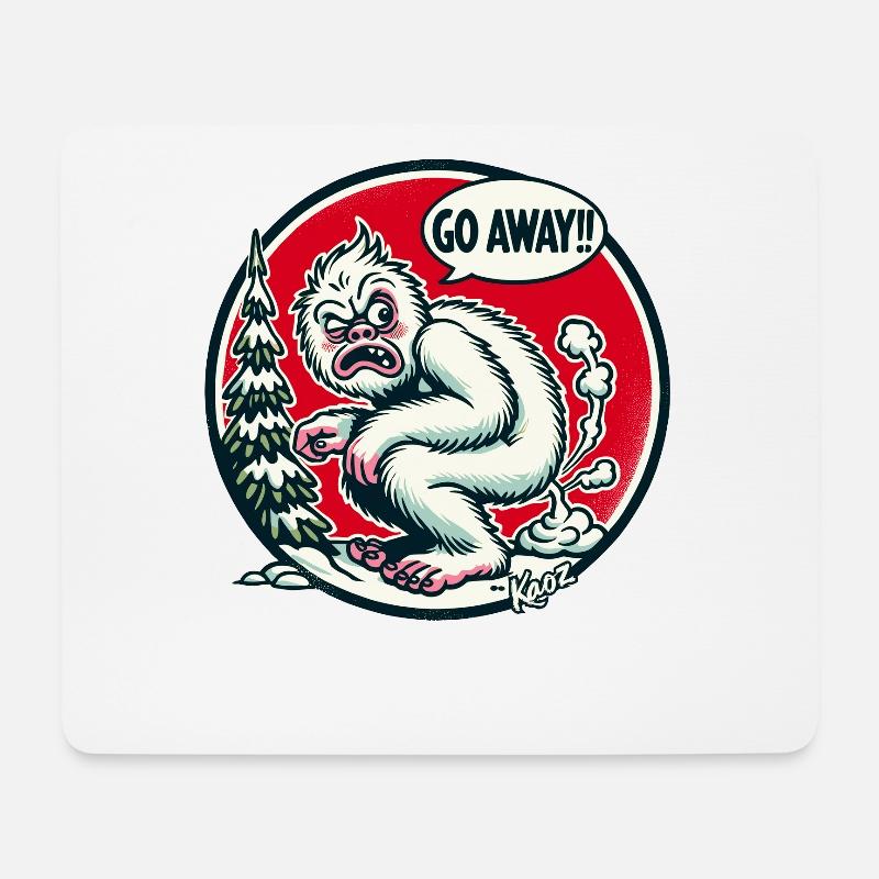 Geh weg! Der Yeti macht Pause im Wald - Mousepad (Querformat) - Weiß