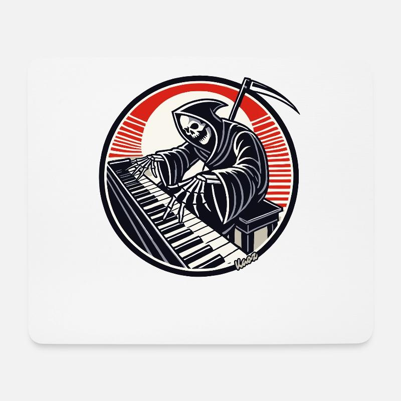Lustiges Skelett am Klavier - Mousepad (Querformat) - Weiß