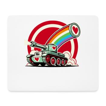 Regenbogen-Panzer, schießt Herzen der Liebe - Mousepad (Querformat) - Weiß - Vorne