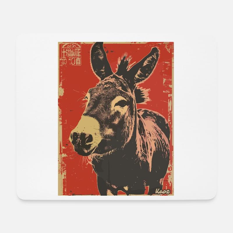 Retro Esel – Vintage Tiermotiv - Mousepad (Querformat) - Weiß