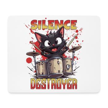 Schlagzeug Drums Silence Destroyer Katze Lustig - Mousepad (Querformat) - Weiß - Vorne