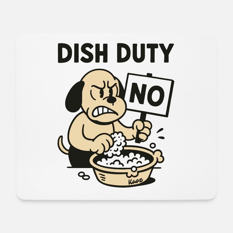 Küche Abwasch und Spüldienst Hund sagt nein - Mousepad (Querformat) - Weiß