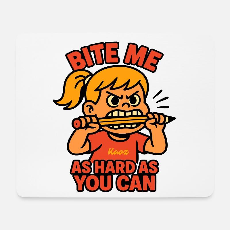 Beiß mich! Comic-Mädchen mit Wutanfall - Mousepad (Querformat) - Weiß