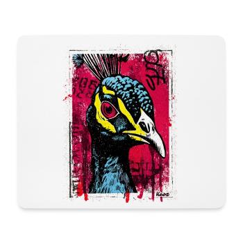 Pfau mit pinkem Blick im Streetart-Look - Mousepad (Querformat) - Weiß - Vorne