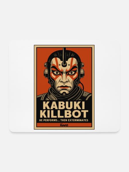 Kabuki Killbot – Theater trifft Sci-Fi - Mousepad (Querformat) - Weiß