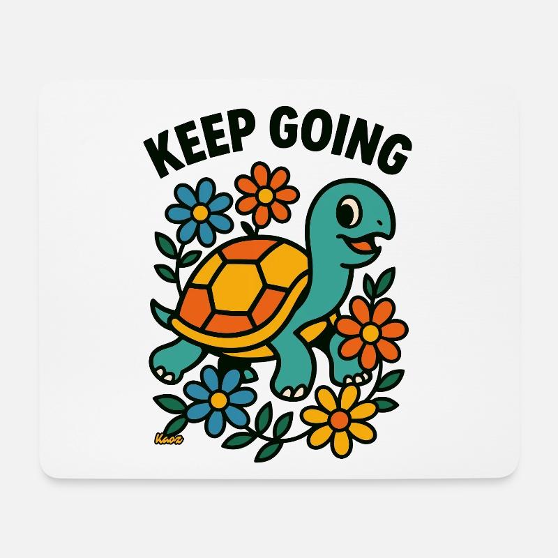 Motivierende Schildkröte mit Blumen - Mousepad (Querformat) - Weiß