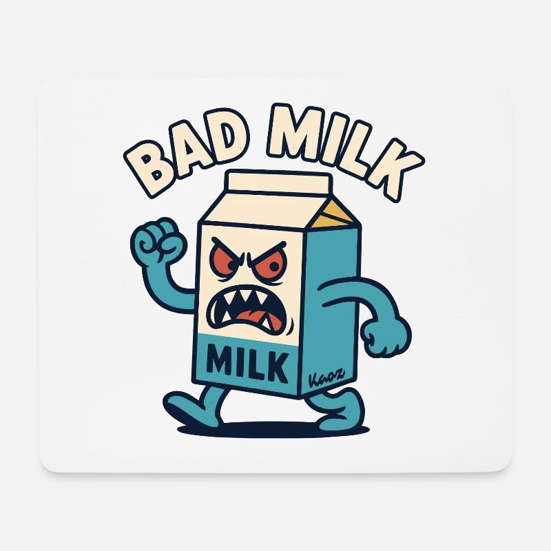 Wütende Milchpackung – Bad Milk Cartoon - Mousepad (Querformat) - Weiß