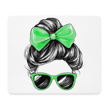 Frau Sonnenbrille Haare Schleife Mädchen Grün - Mousepad (Querformat) - Weiß - Vorne
