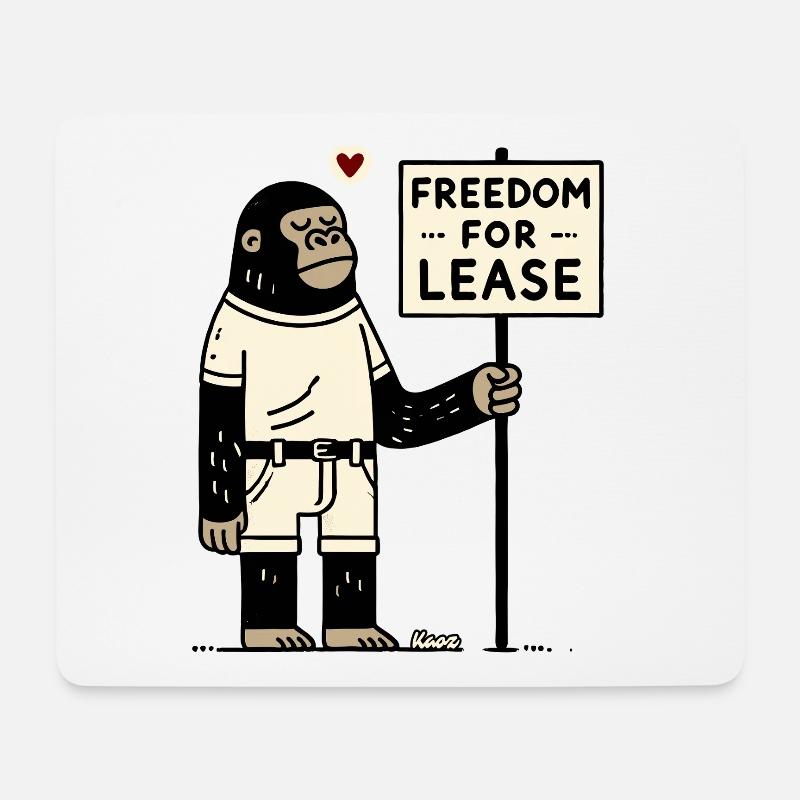 Freiheit zu vermieten – Affe mit Schild - Mousepad (Querformat) - Weiß