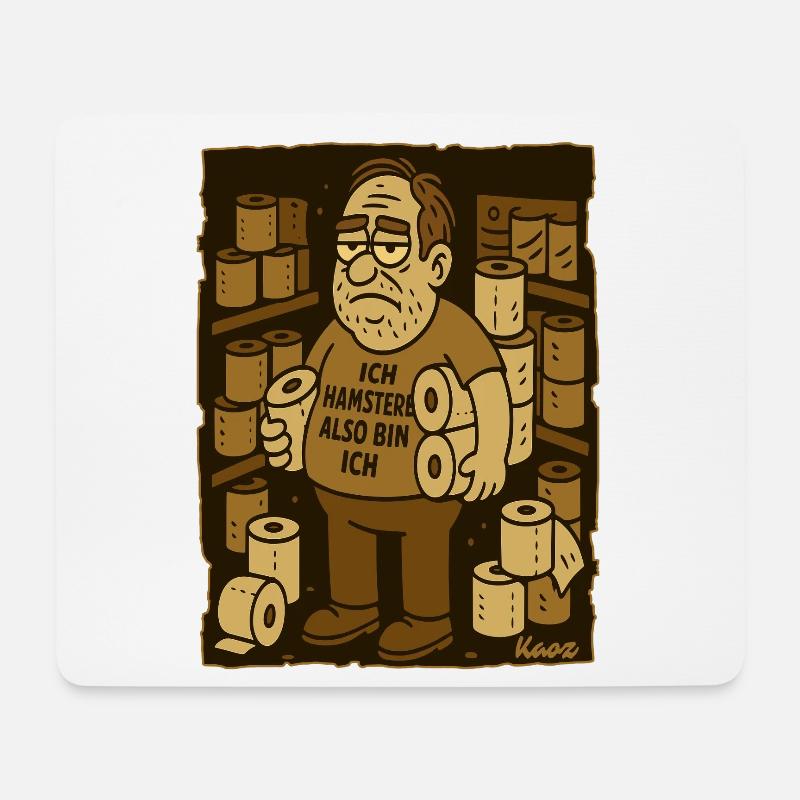 Ich hamster also bin ich – Toilettenpapier Mann - Mousepad (Querformat) - Weiß