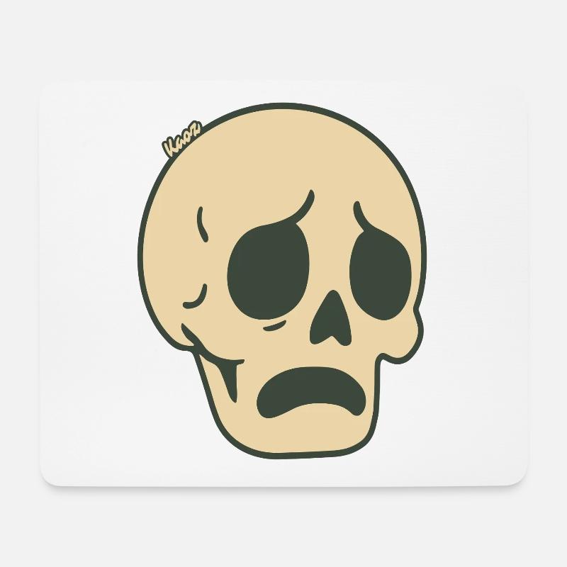 Trauriger Totenschädel – Comic Sticker-Design - Mousepad (Querformat) - Weiß