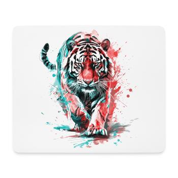 Tiger Head Predator Nature Wilderness Splash Colorful - Mouse Pad (horizontal) - white - Front