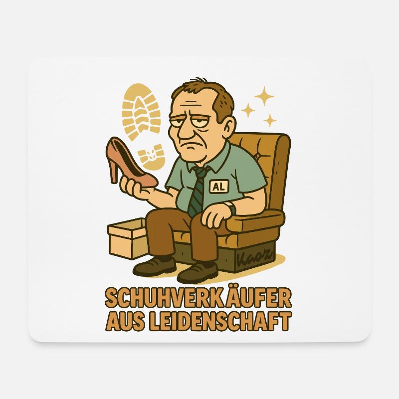 Schuhverkäufer Comicmotiv mit Al auf Sofa - Mousepad (Querformat) - Weiß