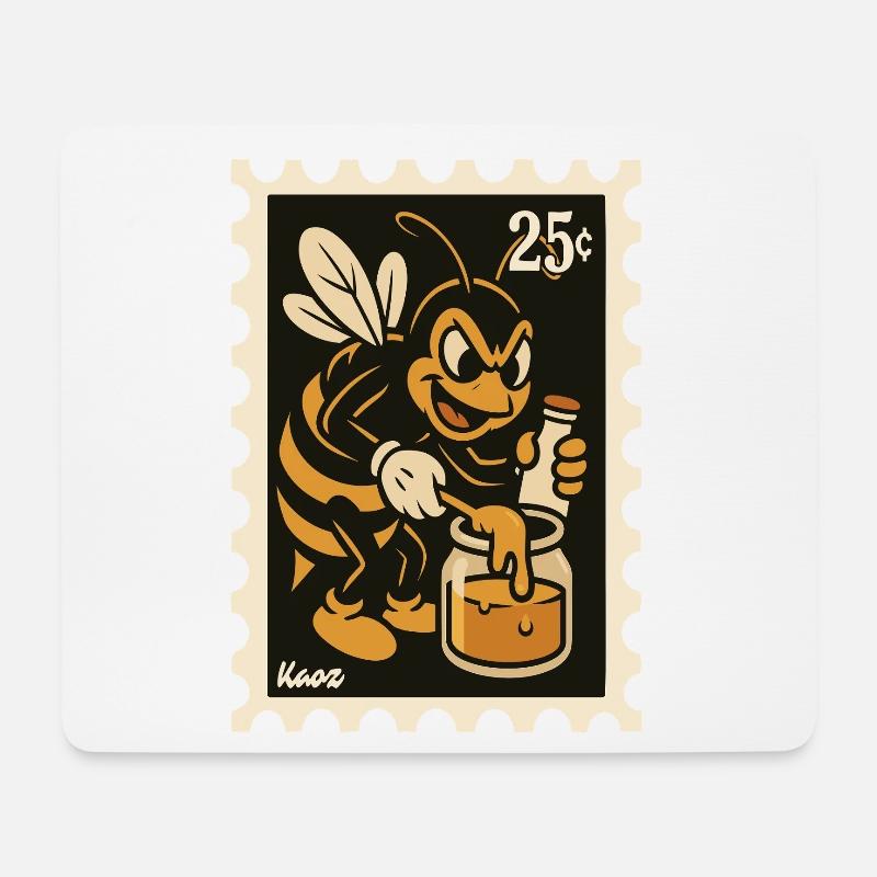 Comic-Biene mit Honig im Glas - Mousepad (Querformat) - Weiß