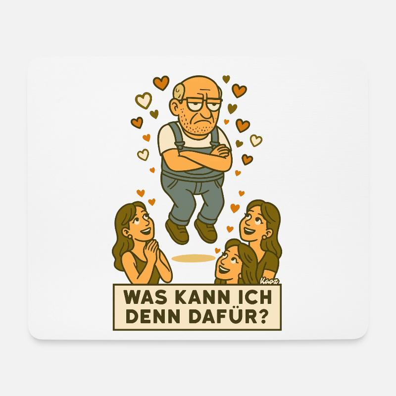 Grantiger Mann wird verehrt schwebt mit Herzchen - Mousepad (Querformat) - Weiß