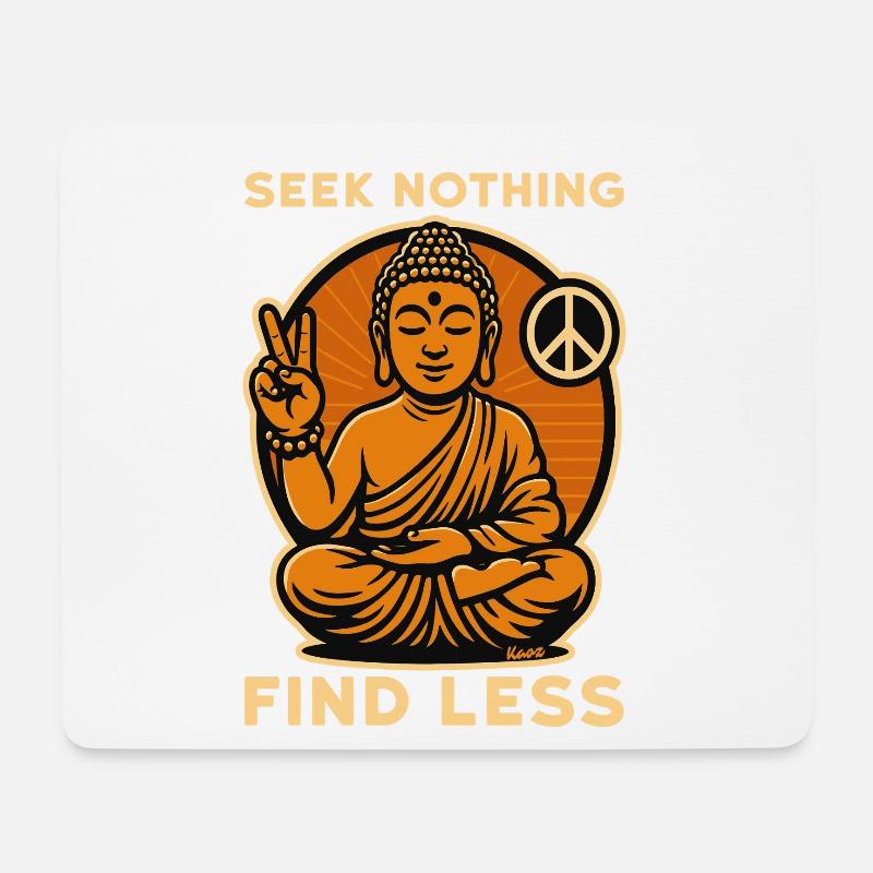 Buddha mit Peace-Zeichen und Spruch in Retro-Optik - Mousepad (Querformat) - Weiß
