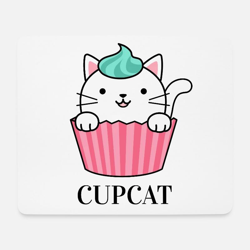 Cupcat - Cupcake Katze - Mousepad (Querformat) - Weiß