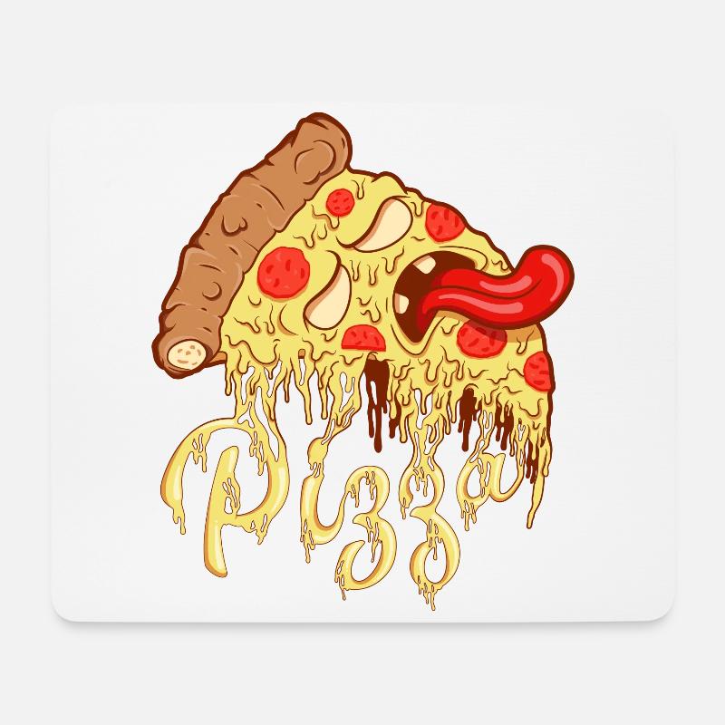 Pizzamonster - Mousepad (Querformat) - Weiß