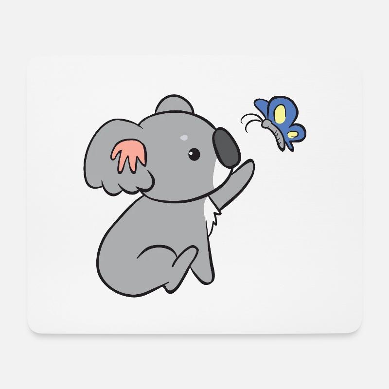Koala - mit Schmetterling - Mousepad (Querformat) - Weiß