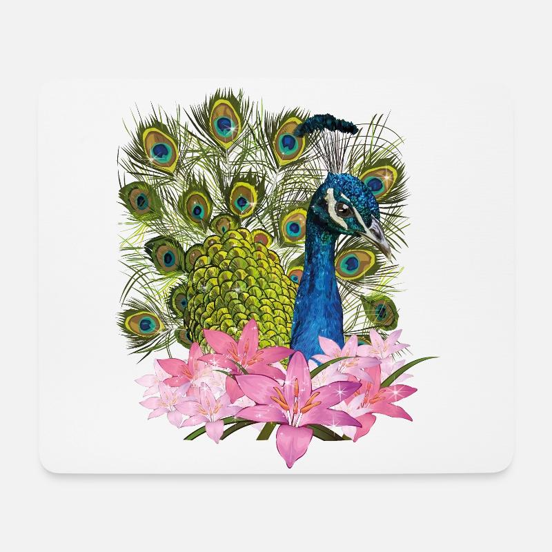 Pfau - Mousepad (Querformat) - Weiß