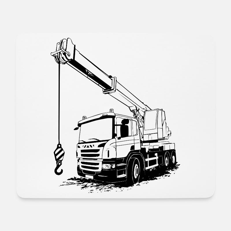 Kranauto - Kran - Kran LKW - Kran Truck - Mousepad (Querformat) - Weiß
