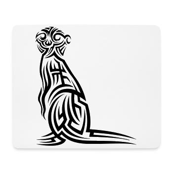 Tatouage tribal de suricate - Tapis de souris (format paysage) - blanc - Devant