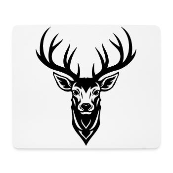 Hirsch Silhouette Kopf Geweih - Mousepad (Querformat) - Weiß - Vorne