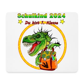 Schulkind Einschulung 2024 TRex - Mousepad (Querformat) - Weiß - Vorne