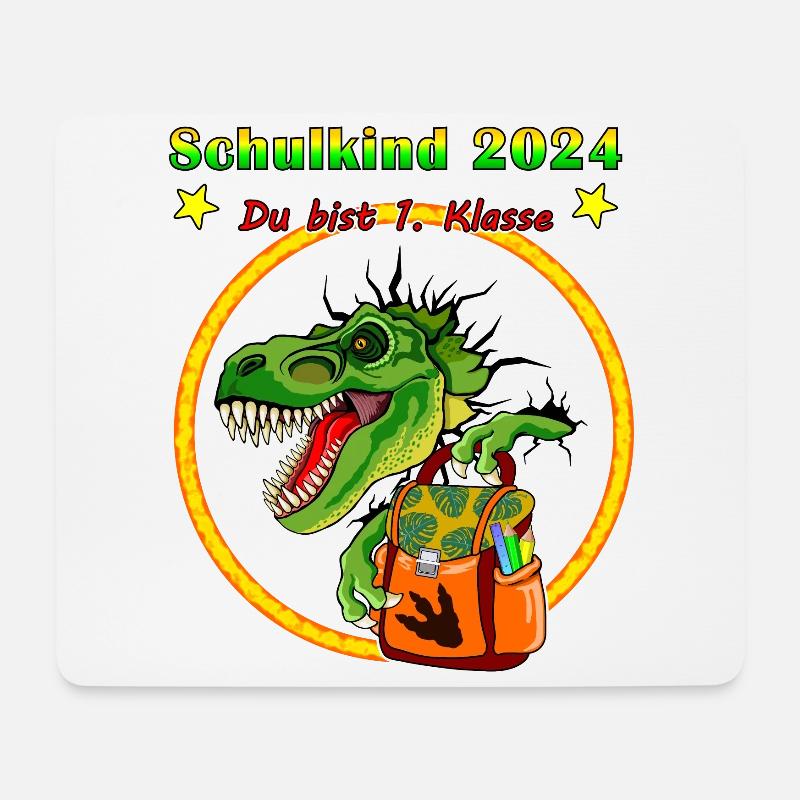 Schulkind Einschulung 2024 TRex - Mousepad (Querformat) - Weiß