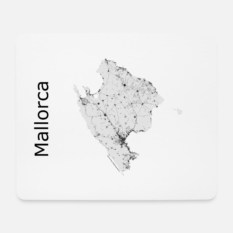 stilisierte Straßenkarte Mallorca - Mousepad (Querformat) - Weiß
