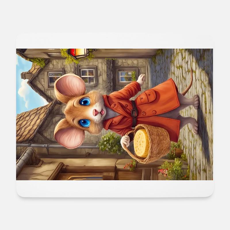 Maus mit ihrem Käse - Mousepad (Querformat) - Weiß