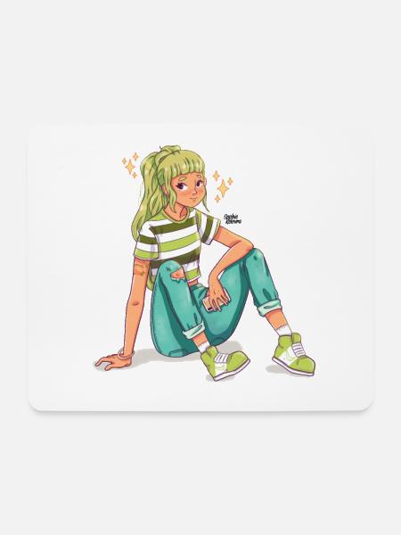 Green girl - Mouse Pad (horizontal) - white
