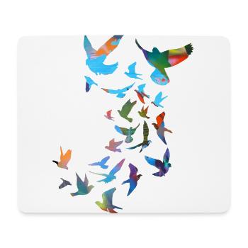 sourds,pigeons,oiseaux,vole d’oiseau,coloré,graffiti, - Tapis de souris (format paysage) - blanc - Devant