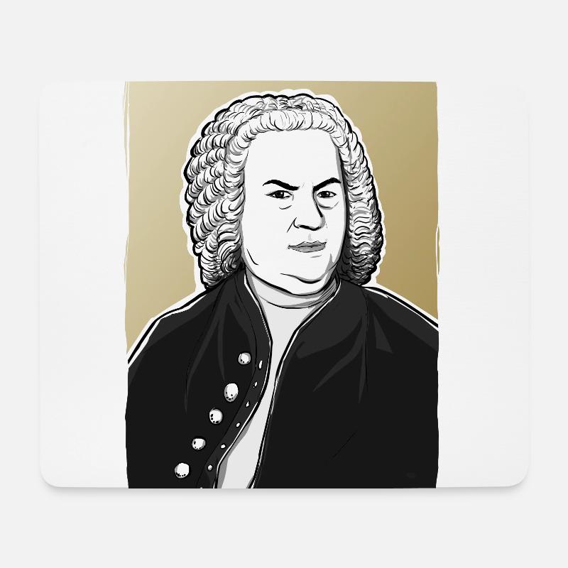 Johann Sebastian Bach in schwarz weiß und gold - Mousepad (Querformat) - Weiß