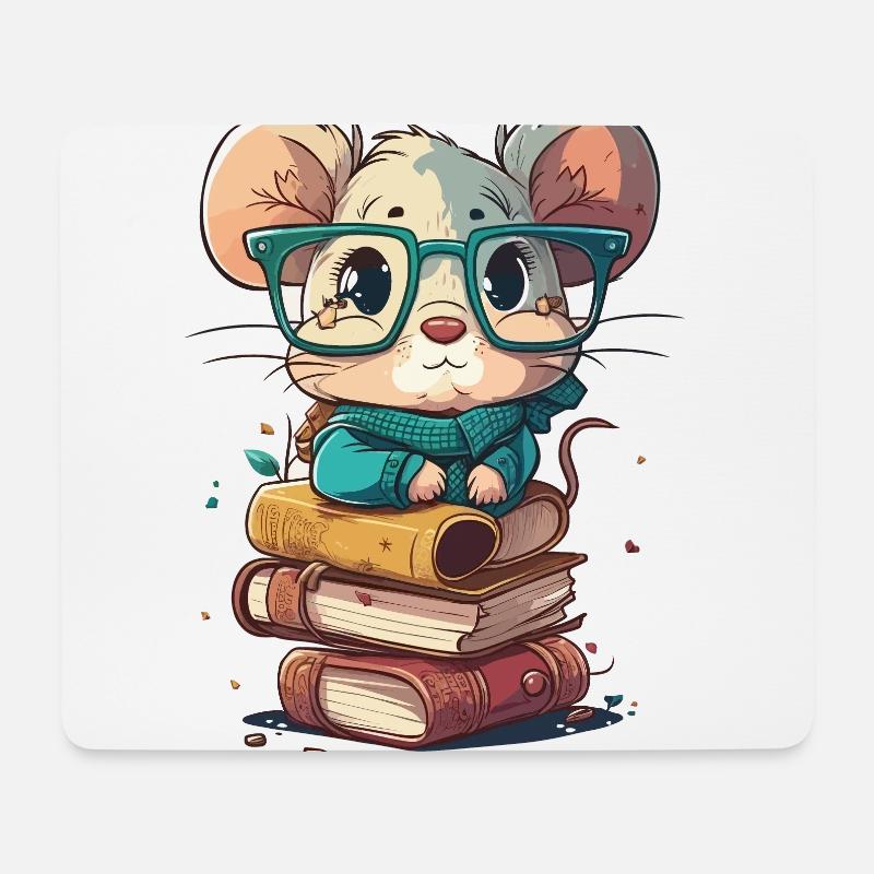 Bücherwurm-Maus - Mousepad (Querformat) - Weiß