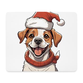 Merry Christmas Cute Dog Puppy Face - Mouse Pad (horizontal) - white - Front