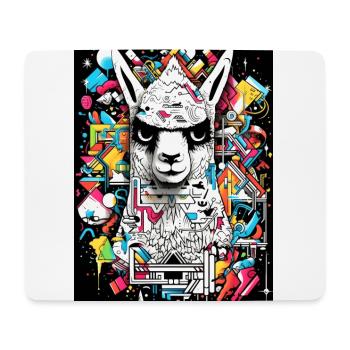 [MB] Cooles Lama vom Block - Mousepad (Querformat) - Weiß - Vorne