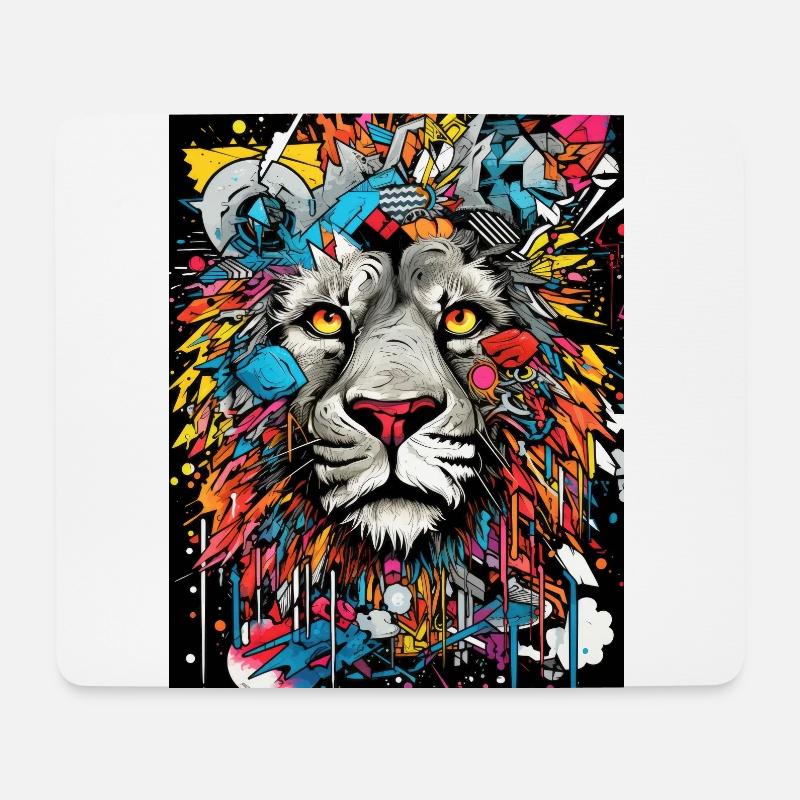 Königliche Majestät: Imposanter Löwenstolz - Mousepad (Querformat) - Weiß