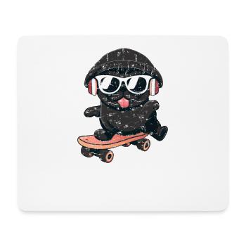 Dog Pug on skateboard - Mouse Pad (horizontal) - white - Front