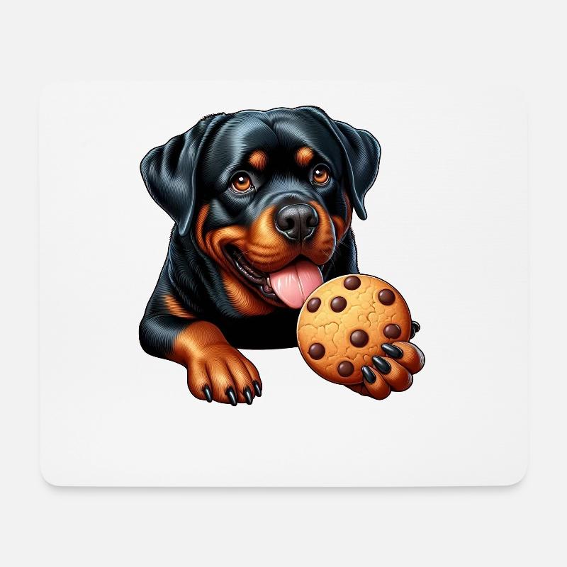 Rottweiler Hund Keks Cookie Liebe Süßigkeit - Mousepad (Querformat) - Weiß