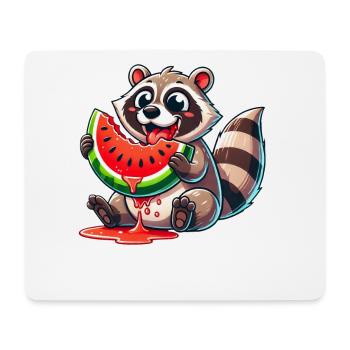Raccoon Melon Watermelon Cute Cartoon Summer - Mouse Pad (horizontal) - white - Front