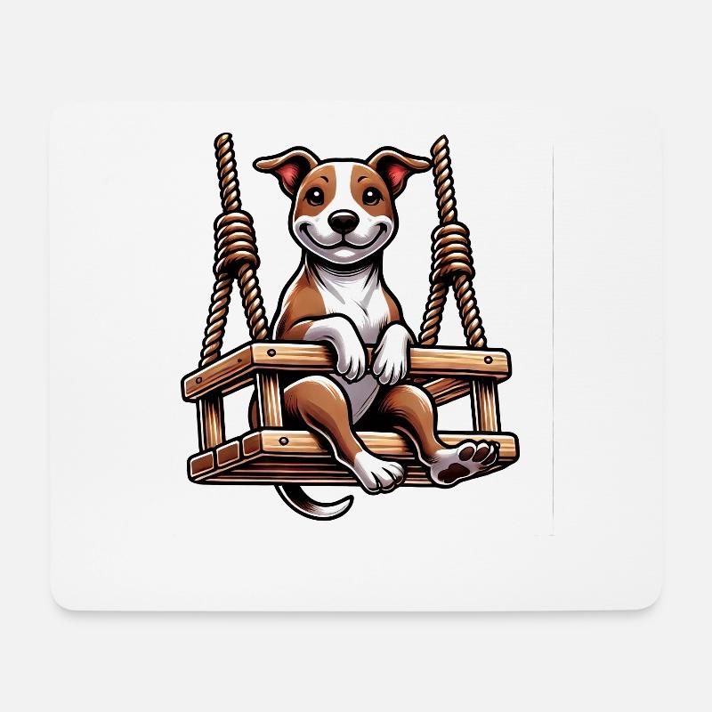 American Staffordshire Terrier auf Schaukel Spielp - Mousepad (Querformat) - Weiß