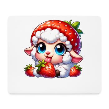 Cute Sheep Lamb Strawberry Fruit Hat Whimsical - Mouse Pad (horizontal) - white - Front